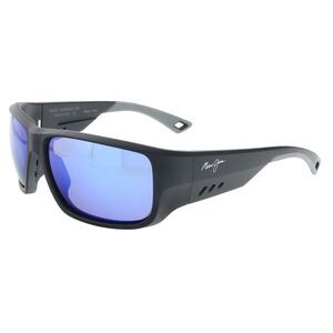 Maui Jim MJ0663S001 Polished Black Square Sunglasses Blue Hawaiian Mirror